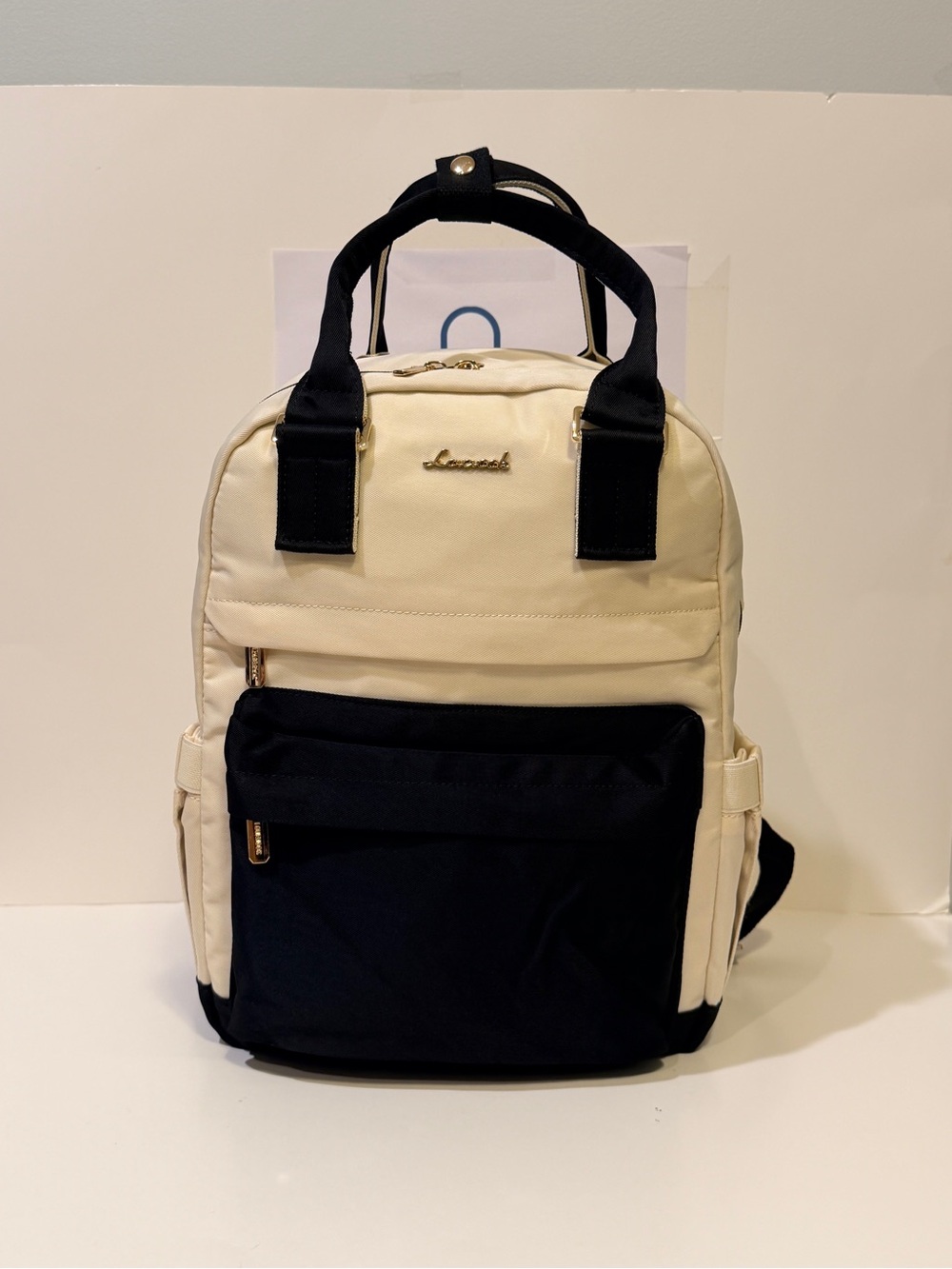 NWT LOVEVOOK USB Charging Port Backpack in cream & black color